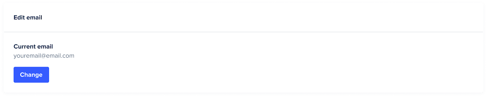 Settings page showing the Edit email section