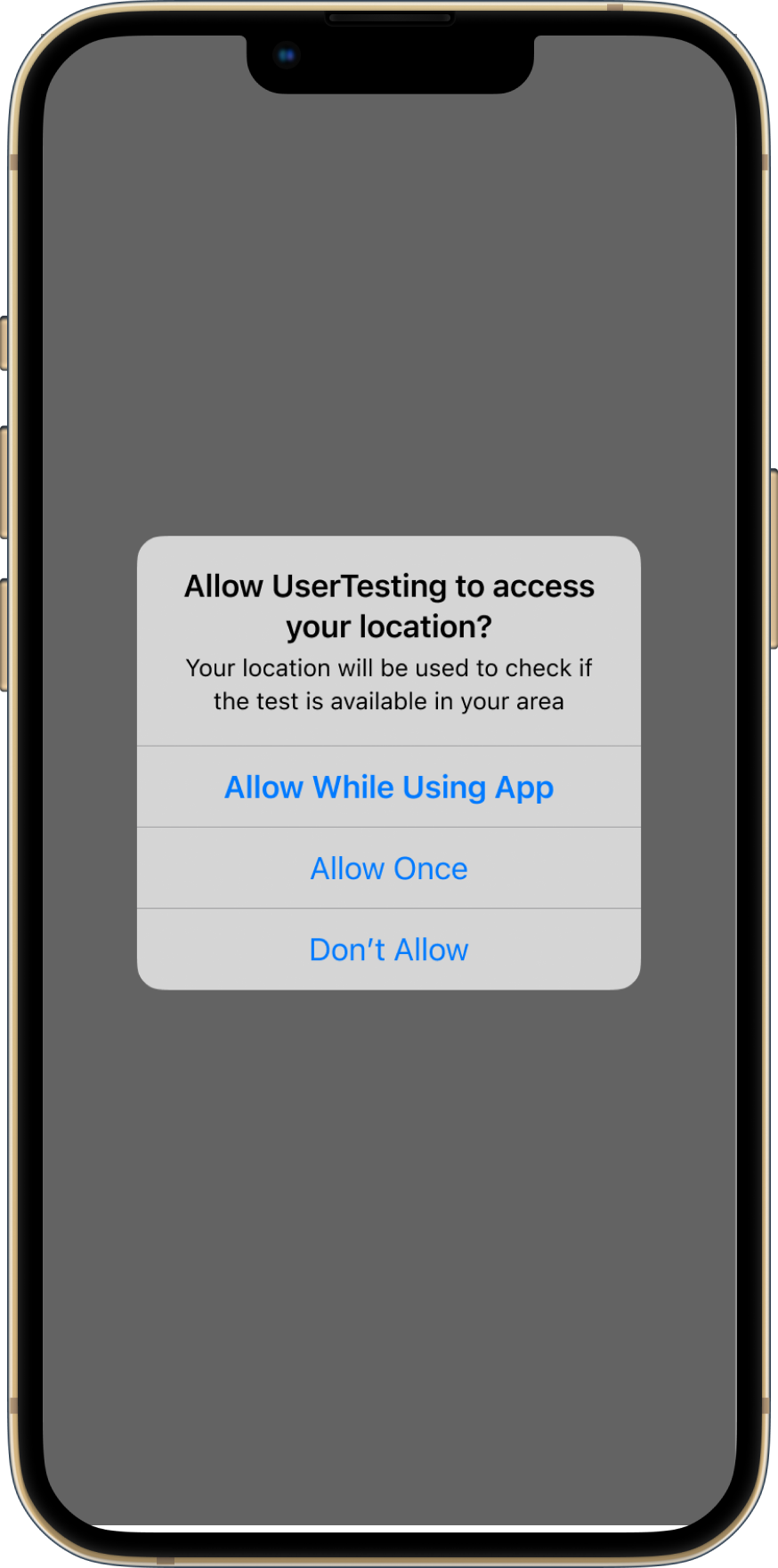 System prompt requesting location access.