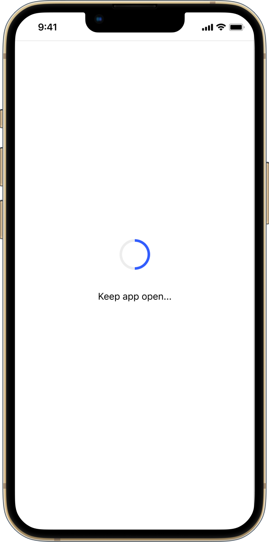 Loading screen telling the participant to keep the app open while the location check runs
